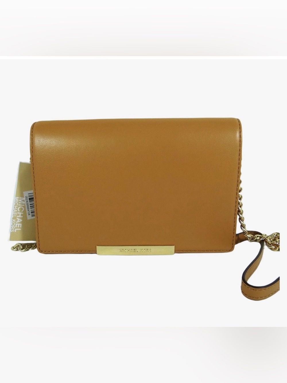 Michael Kors Peanut Leather Crossbody Wallet with Gold Hardware Lana wallet